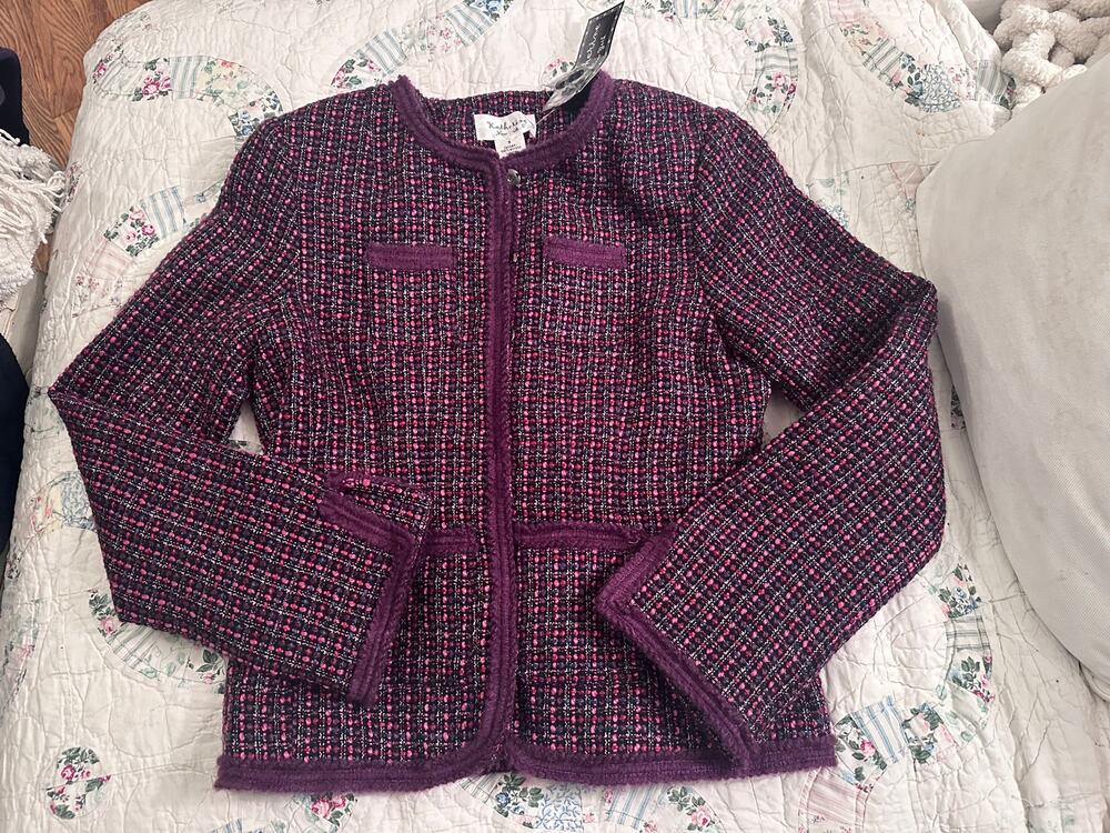 NWT BERRY TWEED JACKET BRAIDED TRIM CLASSIC COCO S
